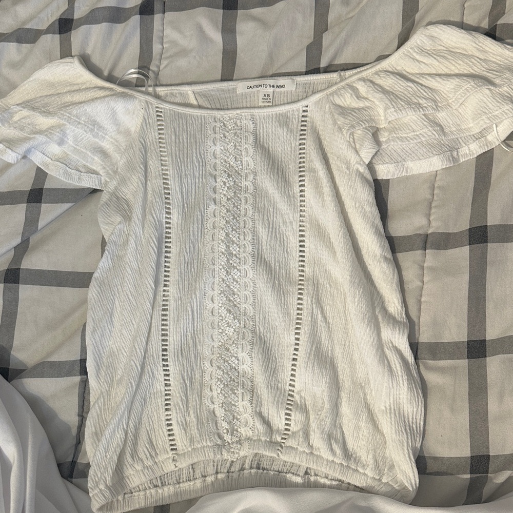 Caution To The Wind White Lace Blouse
